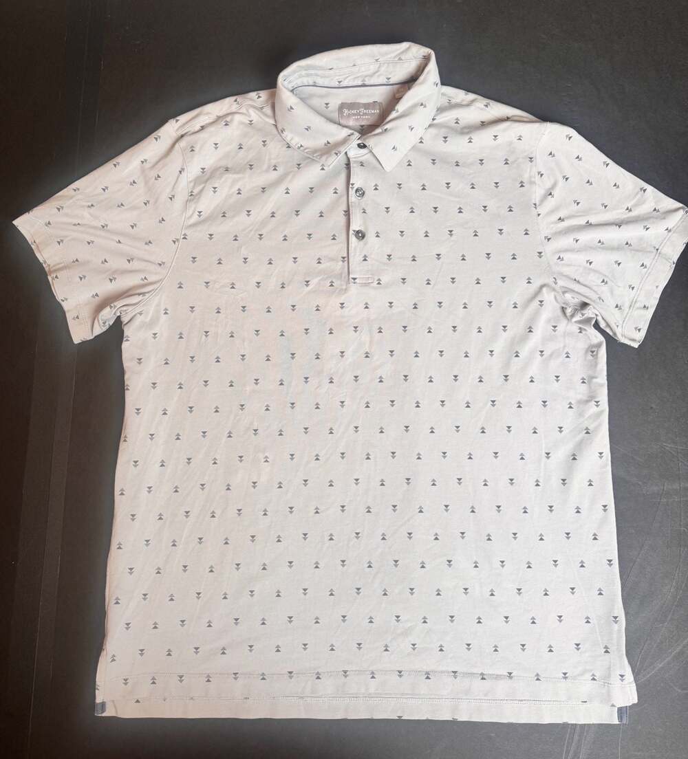 Hickey Freeman Mens Geometric Triangle All-Over Print Polo XL